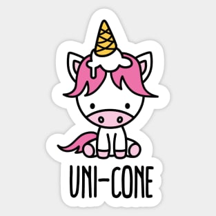 Funny Unicorn pun puns cute Uni-cone ice cream Kawaii Sticker